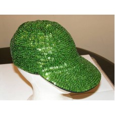 BASEBALL CAP HAT NEON LIME GREEN GLITTERING SEQUIN St Patricks Day / Christmas  eb-95861598